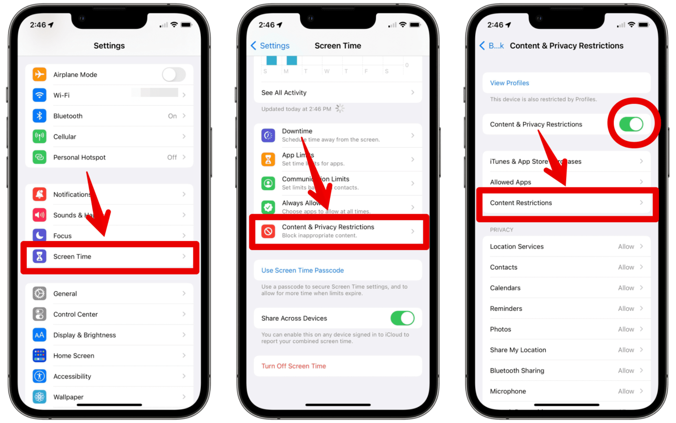 Set content restrictions through Screen Time on iOS