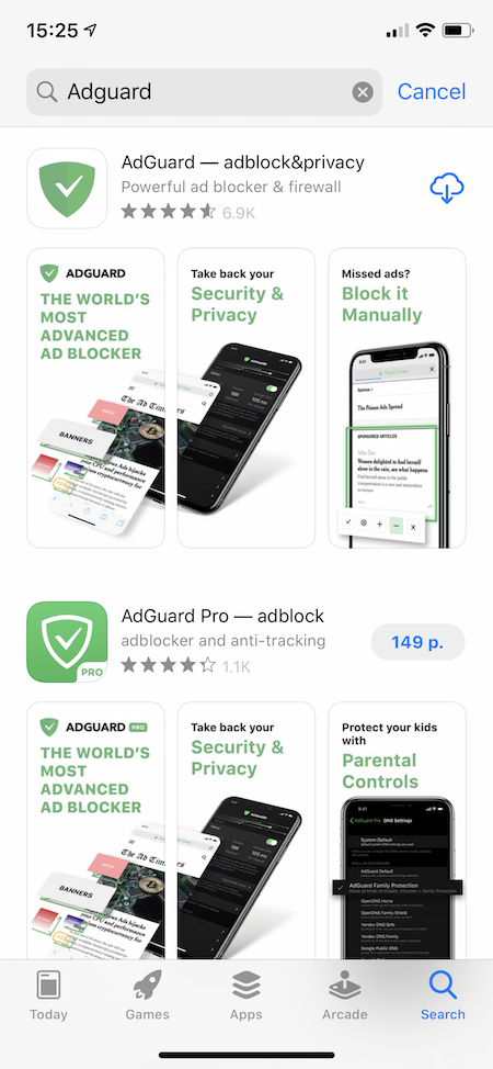 Tap GET below the AdGuard app