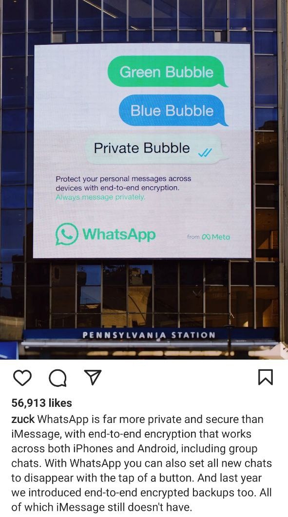 Марк Цукерберг критикует iMessage в новой рекламной кампании WhatsApp