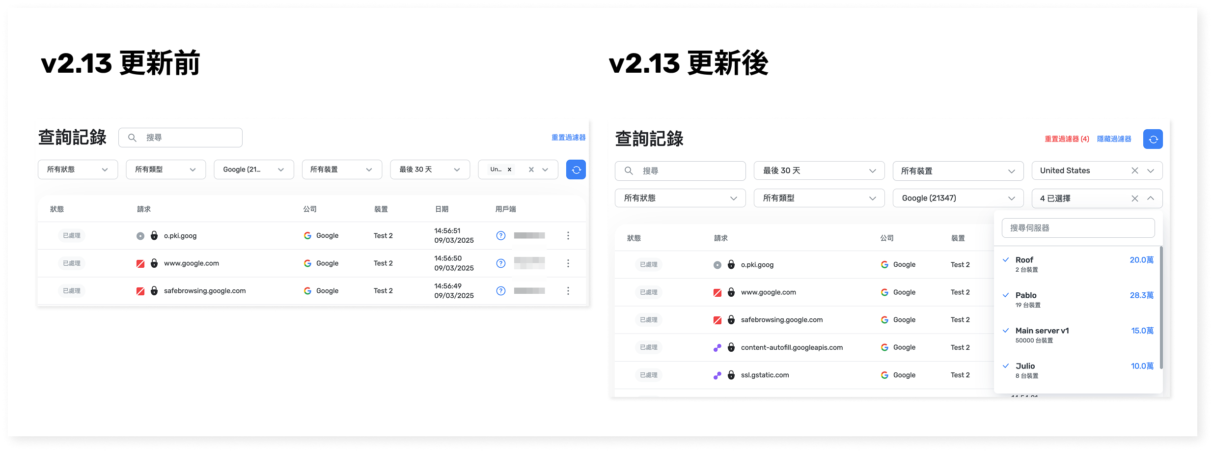 查詢記錄的選擇器:改進前後對比