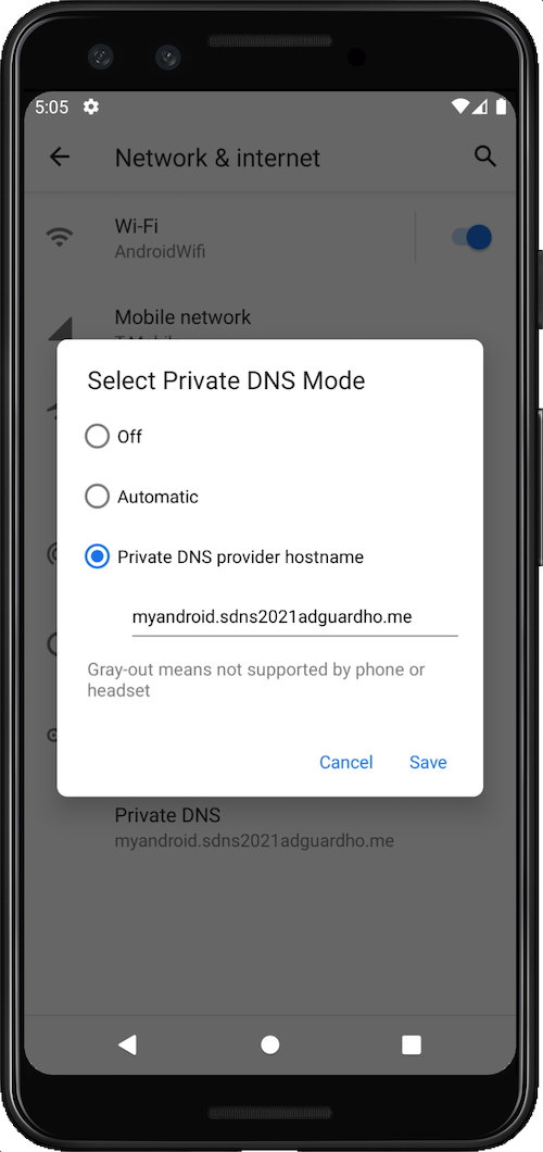 adguard dns android private dns