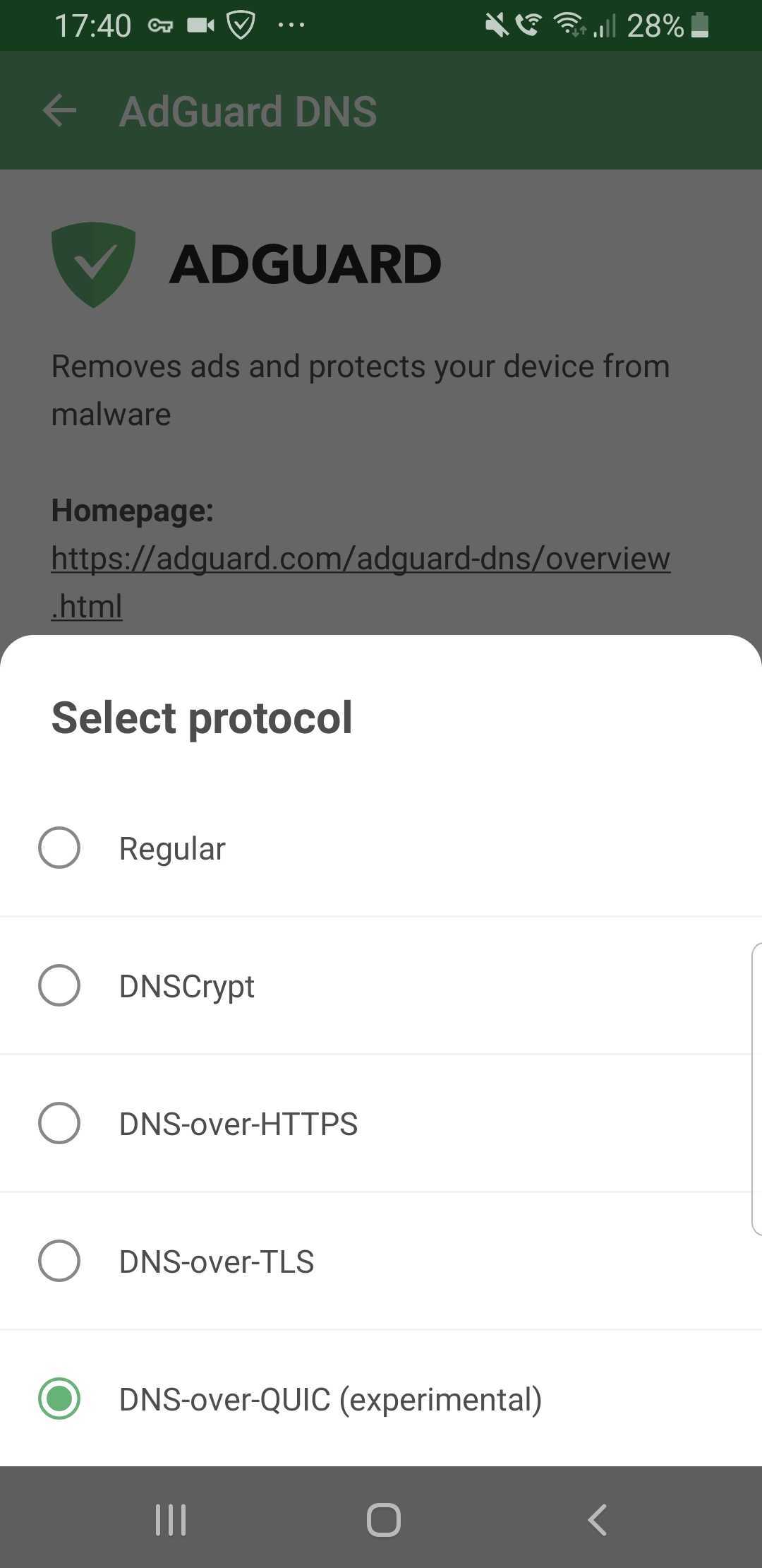 set adguard dns on android