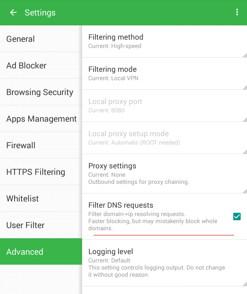 adguard dns for android