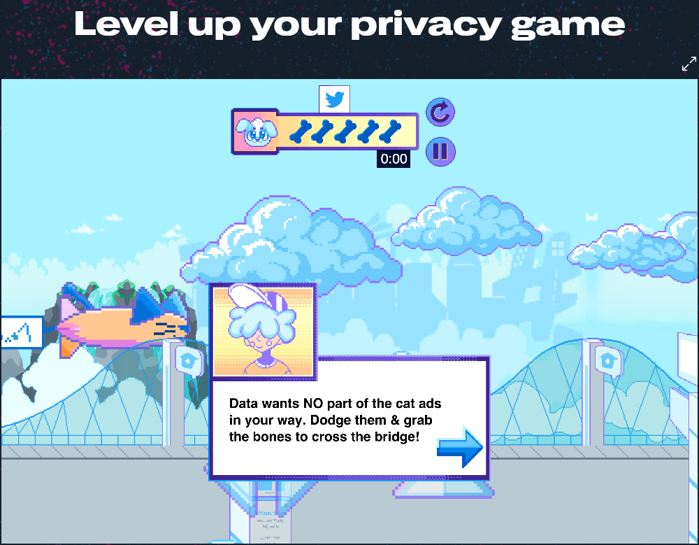 Prise d'écran du jeu Twittersur la privacy