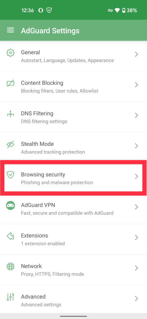 AdGuard for Android settings *mobile