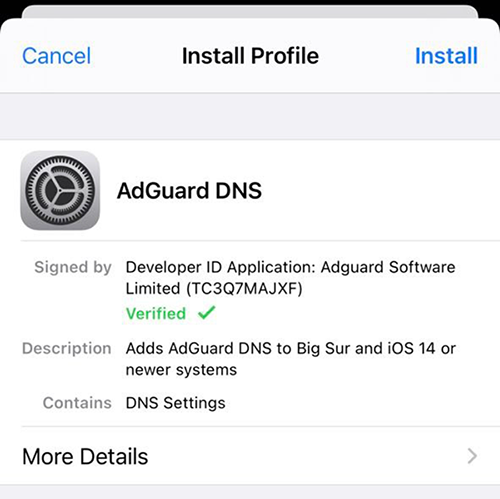 adguard dns profile ios download