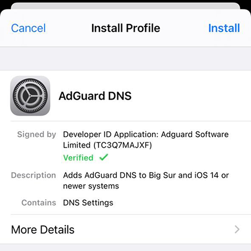 iphone dns settings adguard