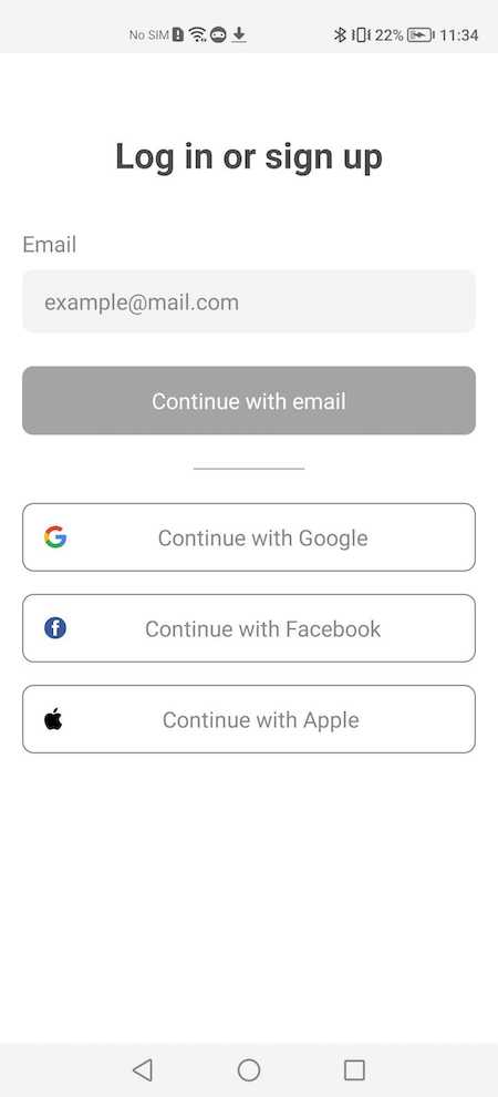 Schermata di login