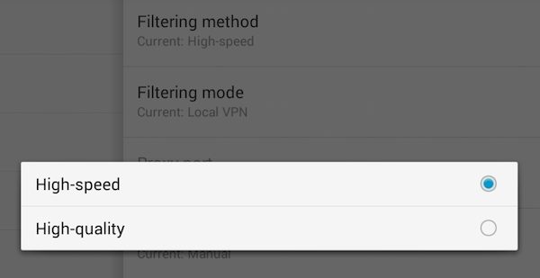 Filtering algorithms of Adguard for Android