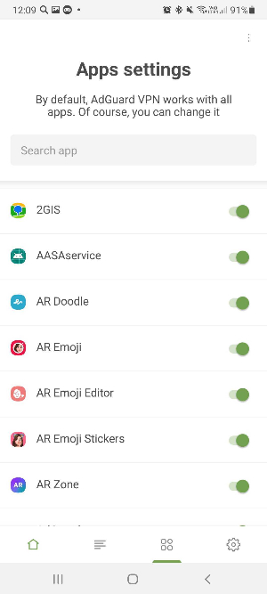 Apps settings