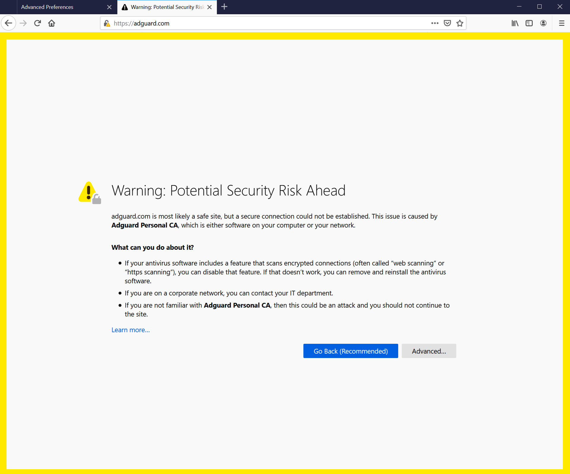 firefox mac your connection is not secure