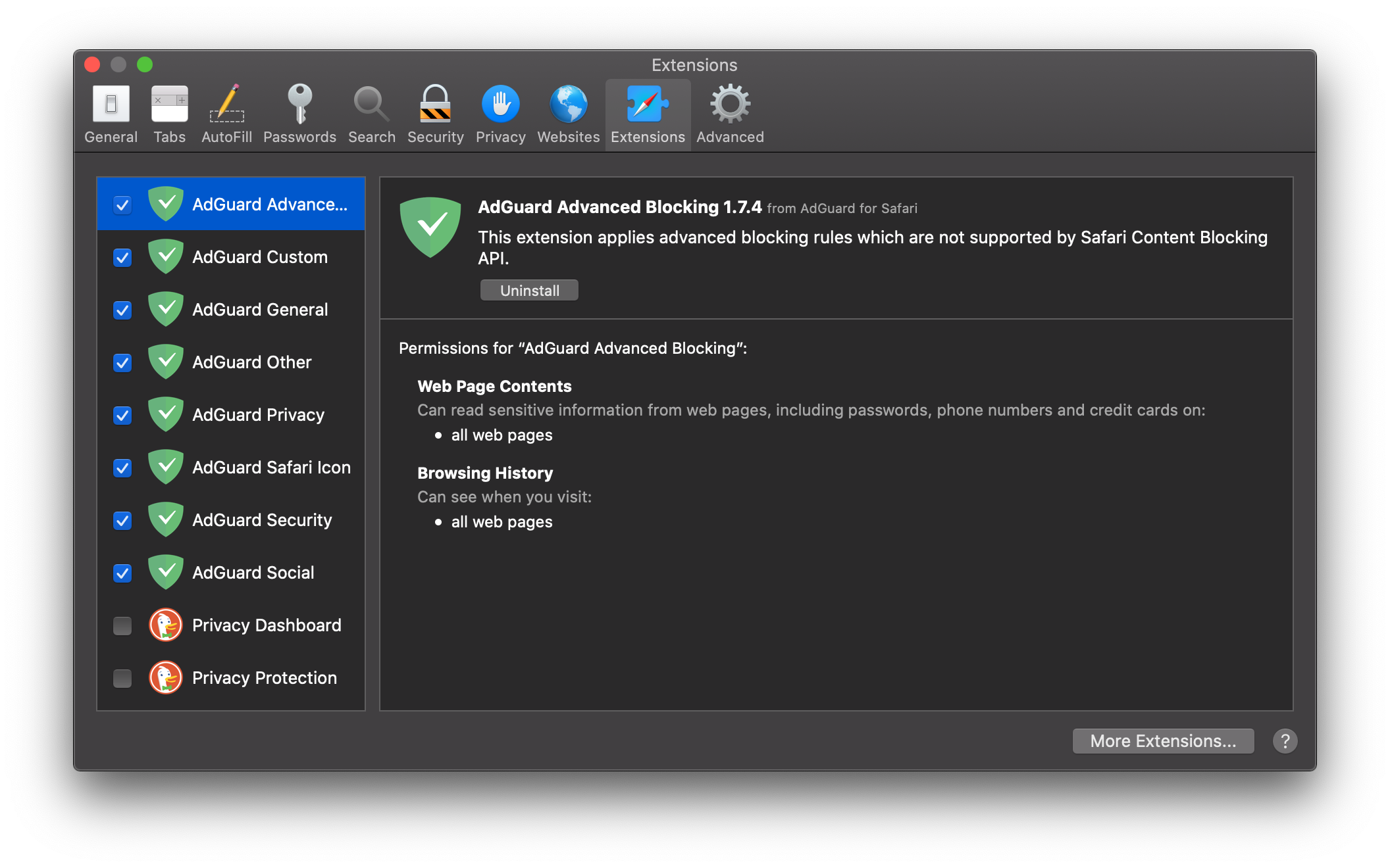 safari adguard extension